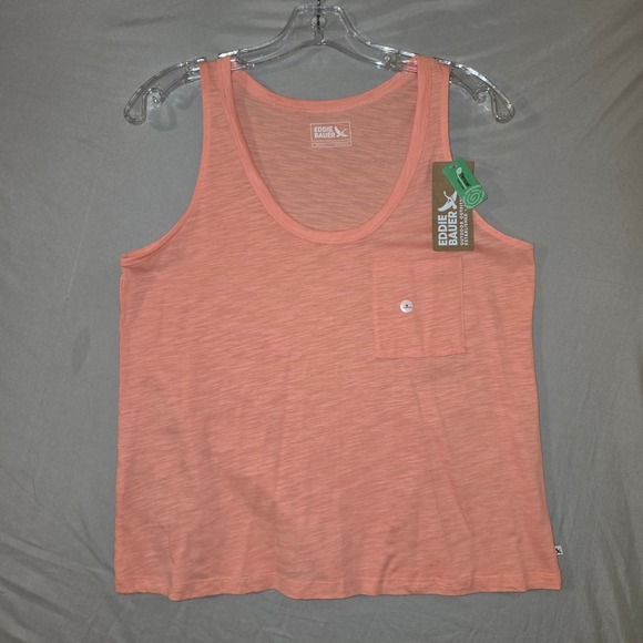 Eddie Bauer Tops - Eddie Bauer Gatecheck Pocket Tank Top Small Womens Pink Slub Tencel Scoop Neck